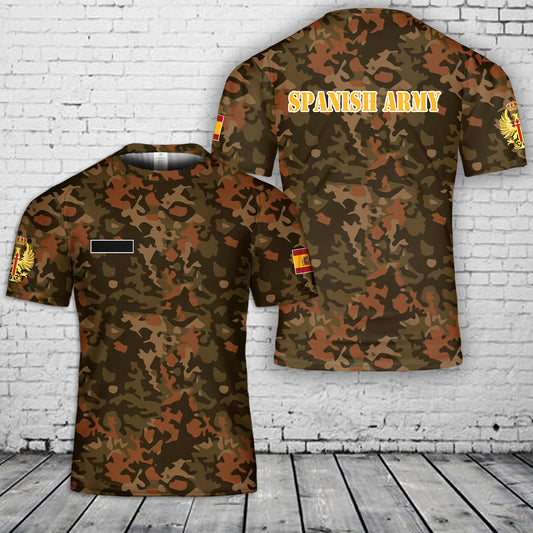 Custom Name Spanish Army Sahara Camo T-Shirt 3D
