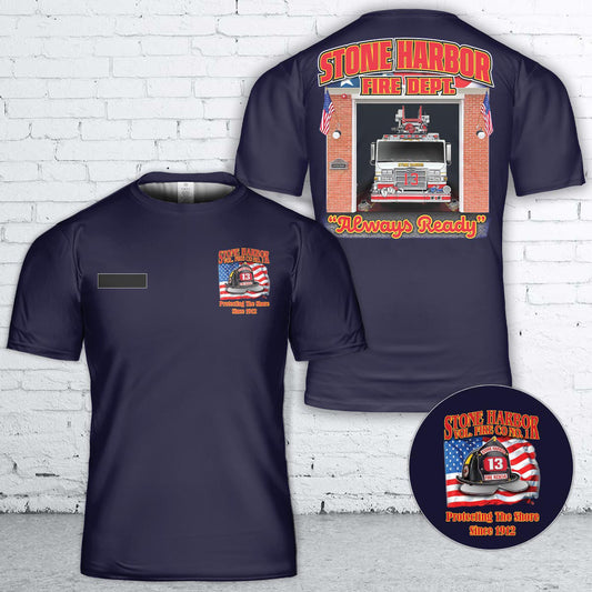 Custom Name Stone Harbor, New Jersey, Stone Harbor Volunteer Fire Company #1 T-Shirt 3D