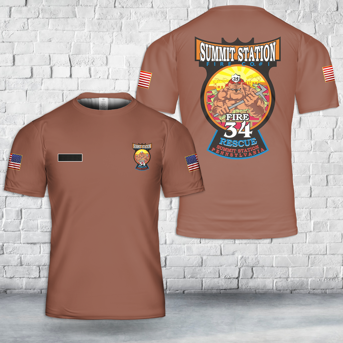 Custom Name Summit Station, Pennsylvania, Summit Station Fire Co.#1 T-Shirt 3D