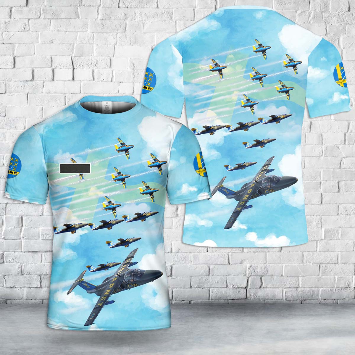 Custom Name Swedish Air Force Team 60 Aerobatic flight display team T-Shirt 3D