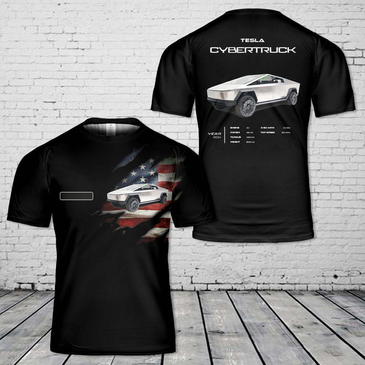 Custom Name Tesla Cybertruck T-Shirt 3D
