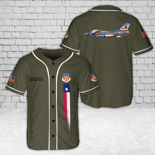 Custom Name Texas Air National Guard 149th Fighter Wing F-16 Fighting Falcon Lone Star Gunfighters Baseball Jersey