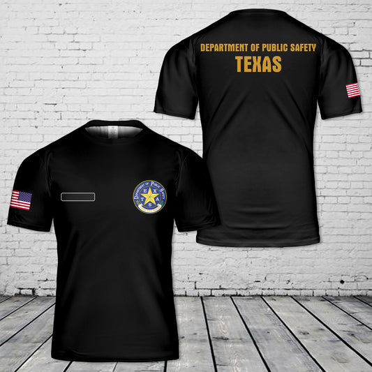 Custom Name Texas Department of Public Safety T-Shirt 3D