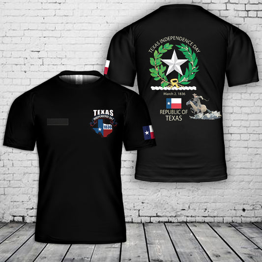 Custom Name Texas Independence Day T-Shirt 3D