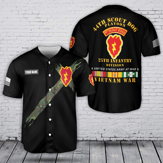Custom Name U.S. Army  44th Scout Dog Platoon 25th Infantry Div Vietnam Veteran Baseball Jersey