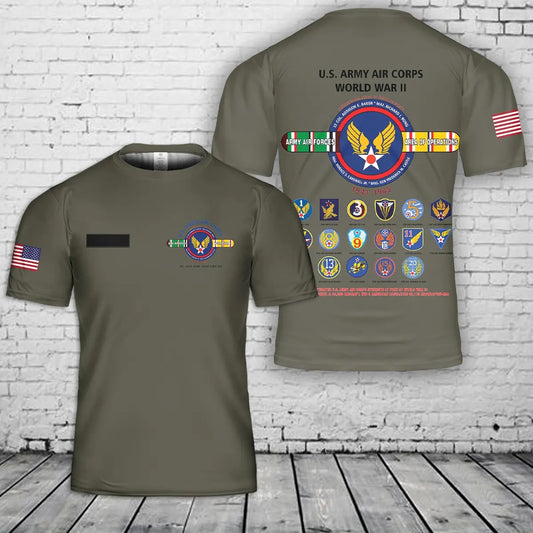 Custom Name U.S. Army Air Corps * Army Air Force Unit & Operations World War II T-Shirt 3D