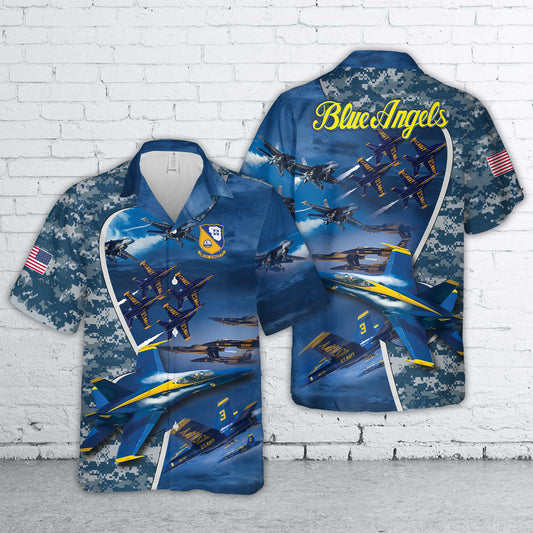 Custom Name U.S. Navy Blue Angels Hawaiian Shirt