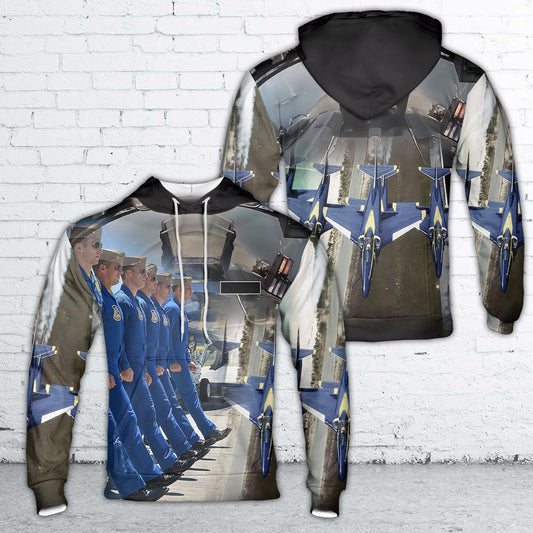 Custom Name US Navy Blue Angels Hoodie 3D