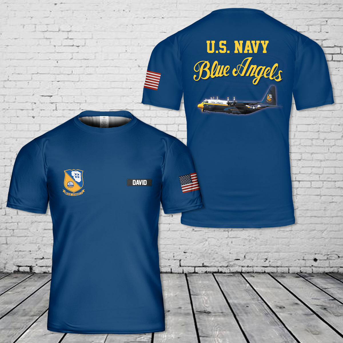 Custom Name U.S. Navy Blue Angels Lockheed C-130J New "Fat Albert" 3D T-Shirt