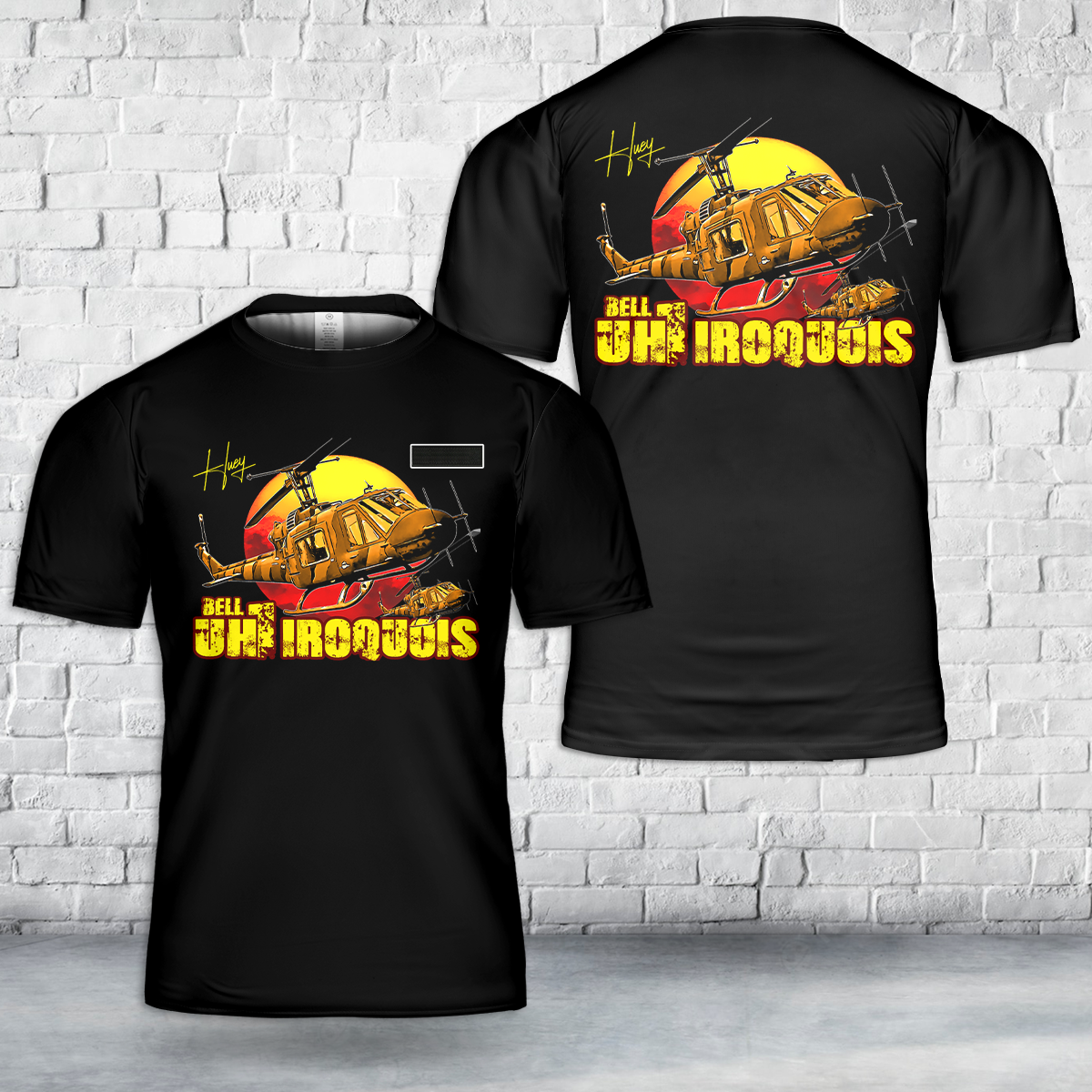 Custom Name UH-1H Iroquois Huey Helicopter T-Shirt 3D