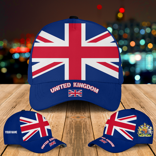 Custom Name UK Great Britain Flag Baseball Cap