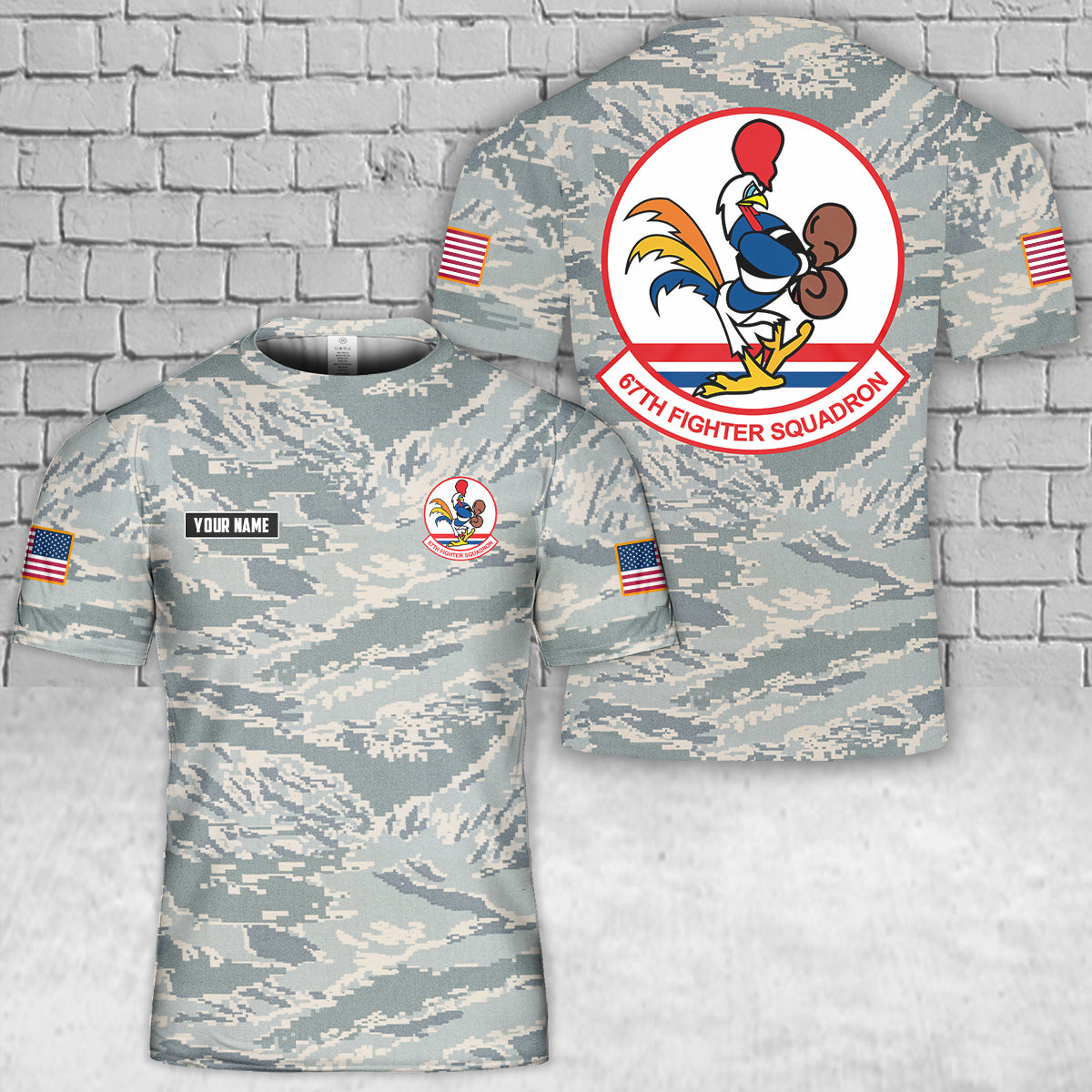 Custom Name USAF 67th Fighter Squadron 3D T-Shirt