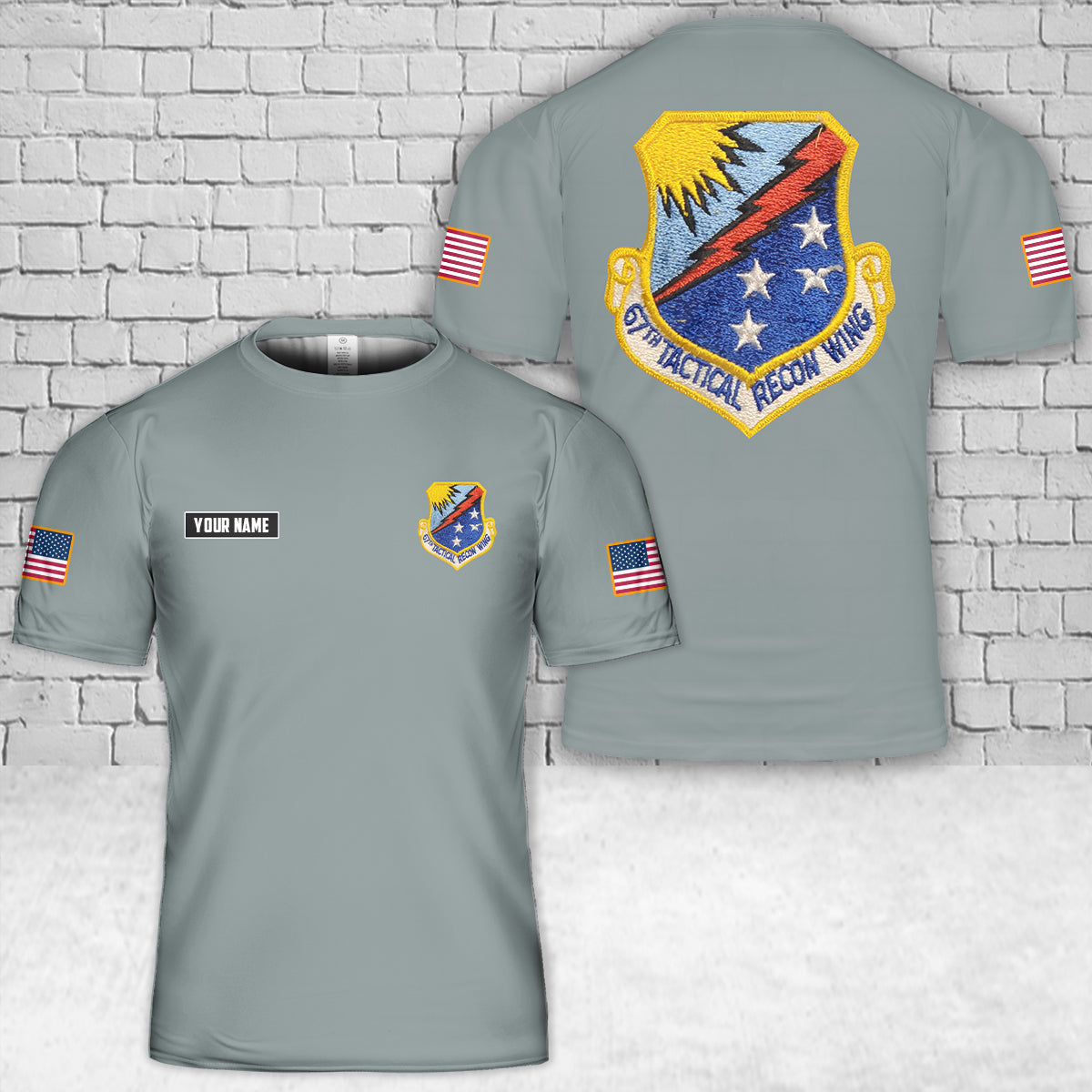 Custom Name USAF 67th Tactical Recon Wing Squadron Patch 3D T-Shirt
