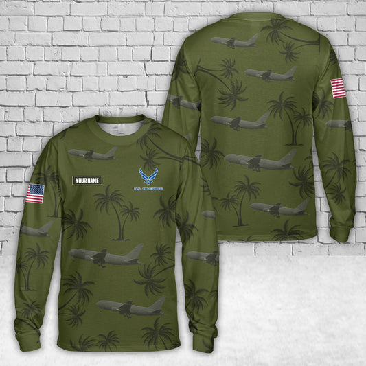 Custom Name USAF Boeing KC-46A Pegasus AOP Long Sleeve Shirt