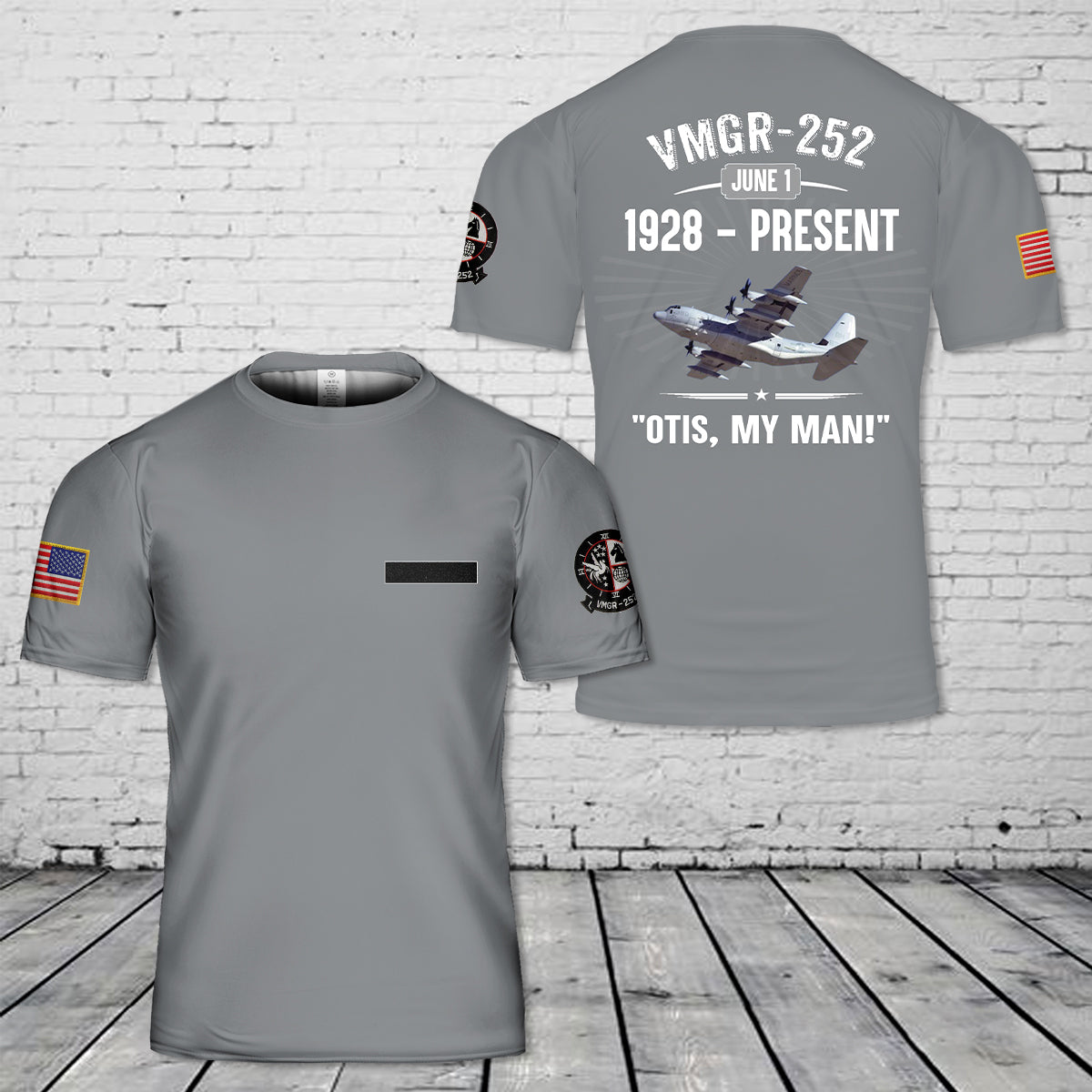 Custom Name USMC Marine Aerial Refueler Transport Squadron 252 (VMGR-252) 3D T-Shirt