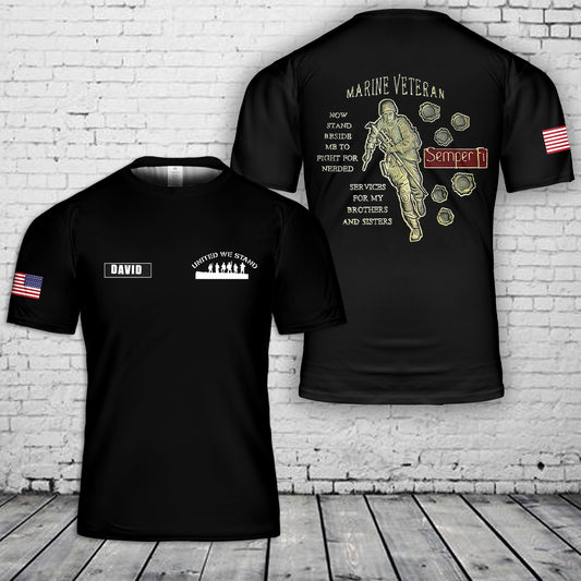 Custom Name USMC Veteran Semper Fidelis 3D T-Shirt
