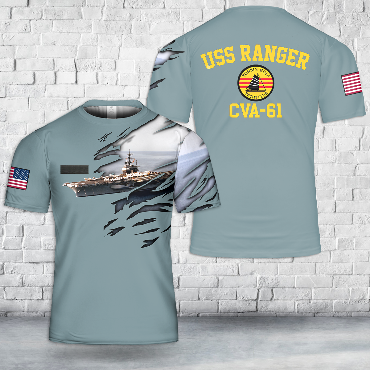 Custom Name US Navy USS Ranger CVA-61 Tonkin Gulf Yacht Club 7th Fleet ...