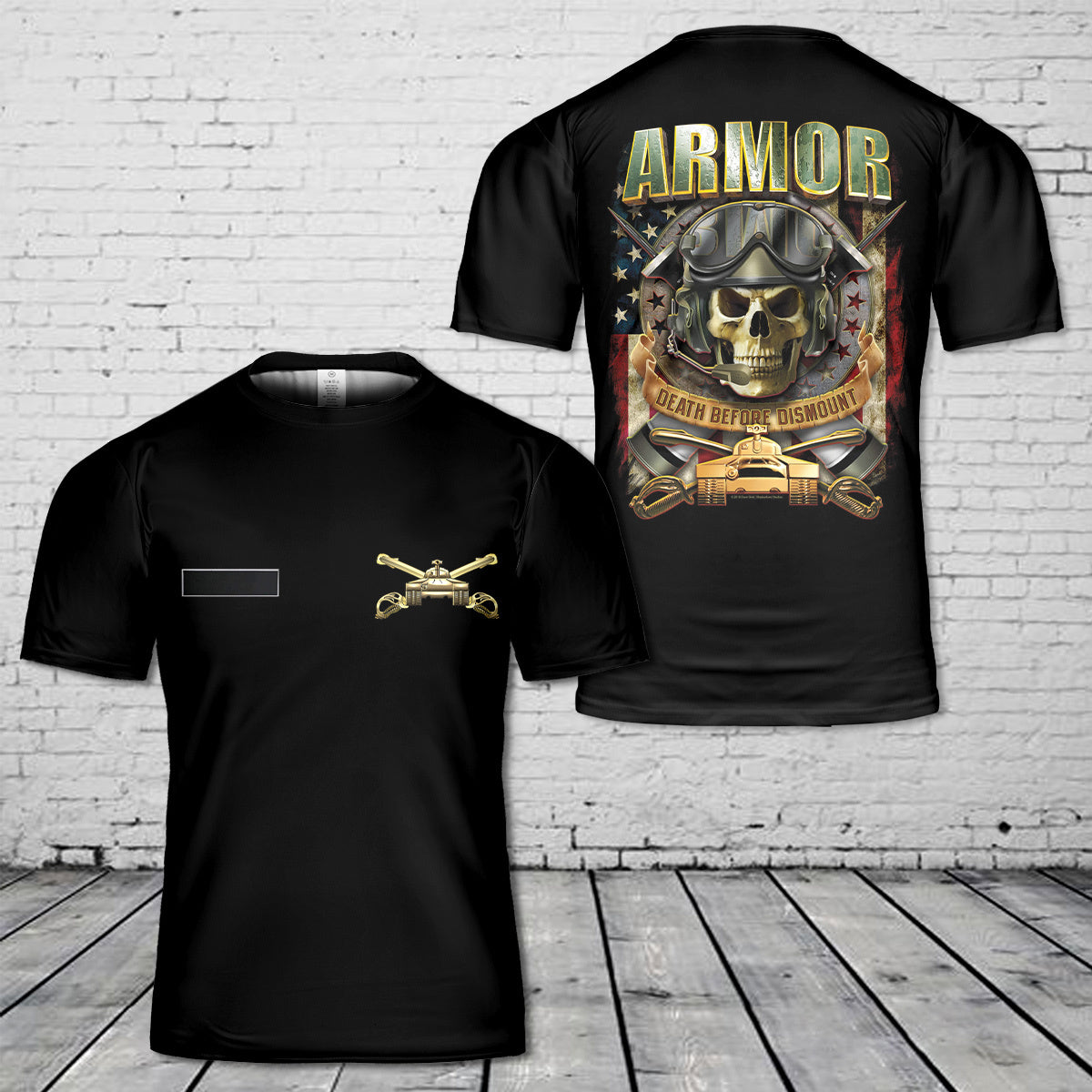 Custom Name US ARMOR - Death Before Dismount T-Shirt 3D