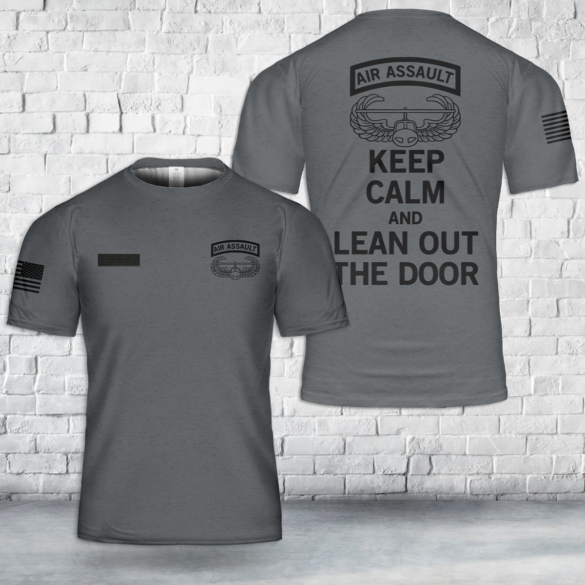 Custom Name US ARMY Air Assault Gun Metal Gray Color T-Shirt 3D