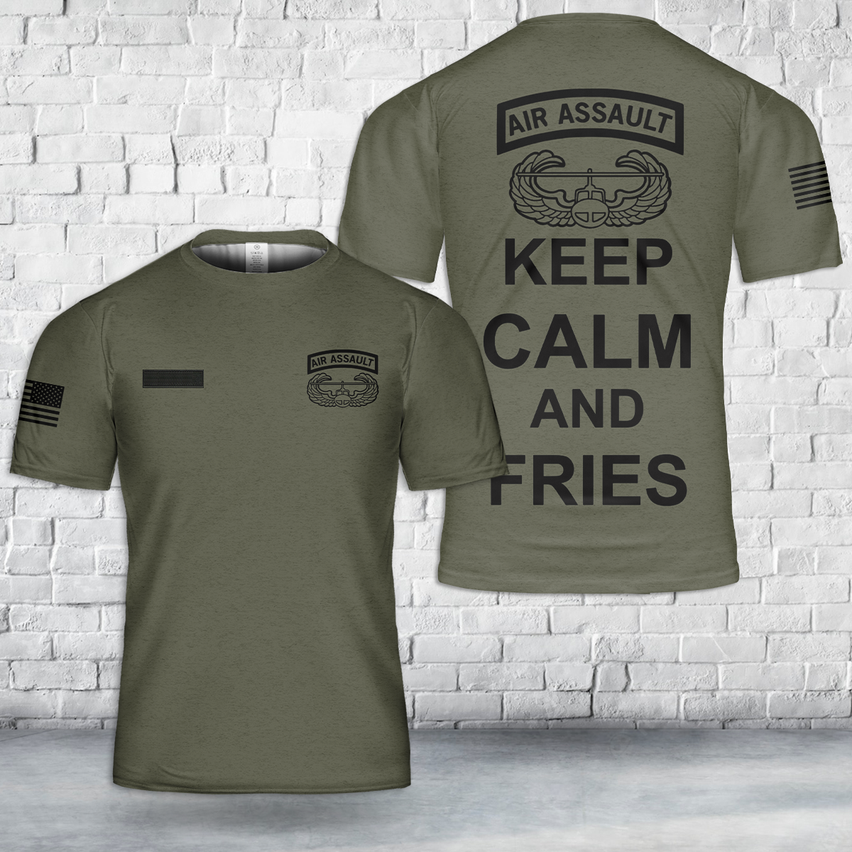 Custom Name US ARMY Air Assault Keep Calm and FRIES T-Shirt 3D