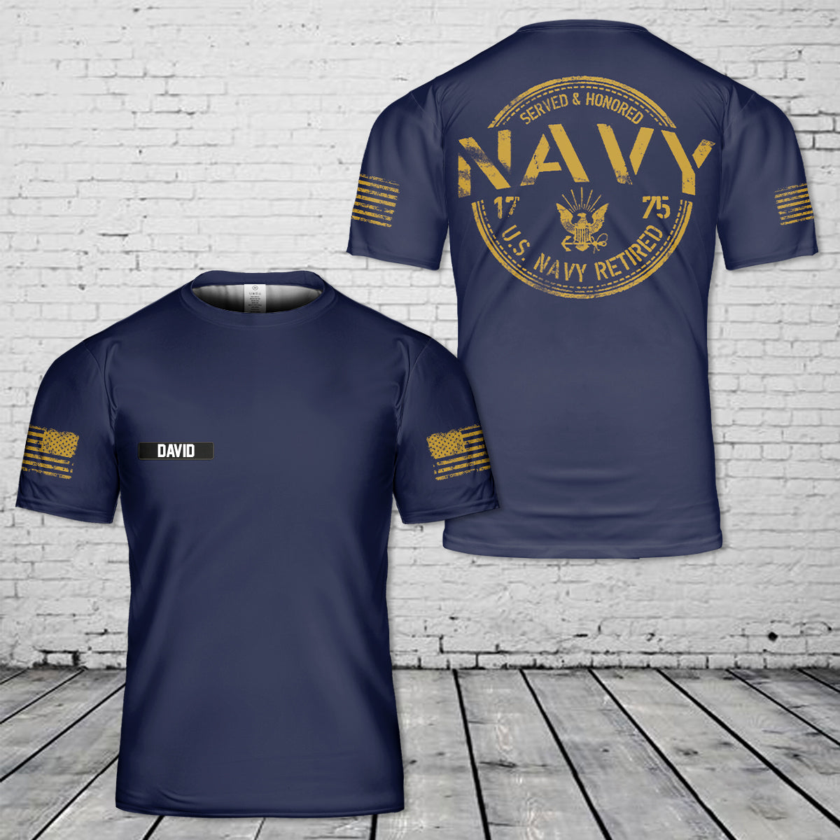Custom Name US Navy Retired 3D T-Shirt