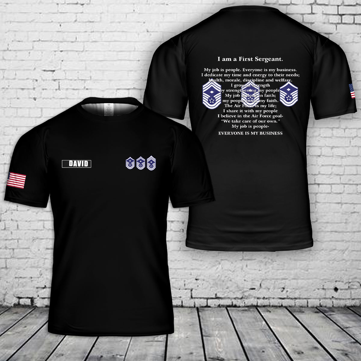 Custom Name US Air Force 1st Sergeant 3D T-Shirt