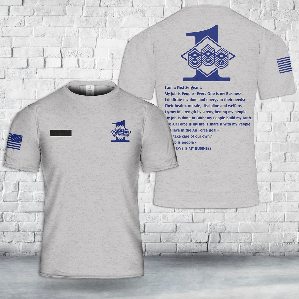 Custom Name US Air Force 1st Sergeant Creed T-Shirt 3D