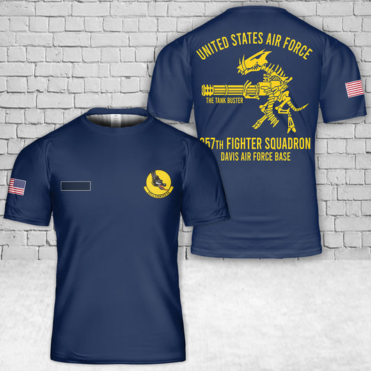 Custom Name US Air Force 357th Fighter Squadron Davis Air Force Base T-Shirt 3D