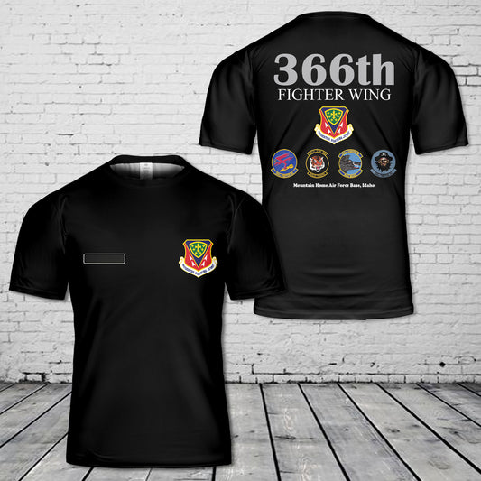 Custom Name US Air Force 366th Fighter Wing (366 FW) T-Shirt 3D