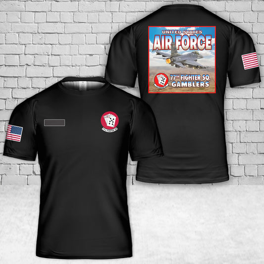 Custom Name US Air Force 77th Fighter Squadron Gamblers T-Shirt 3D
