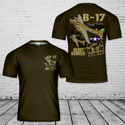 Custom Name US Air Force B-17 Flying Fortress Heavy Bomber Aircraft T-Shirt 3D