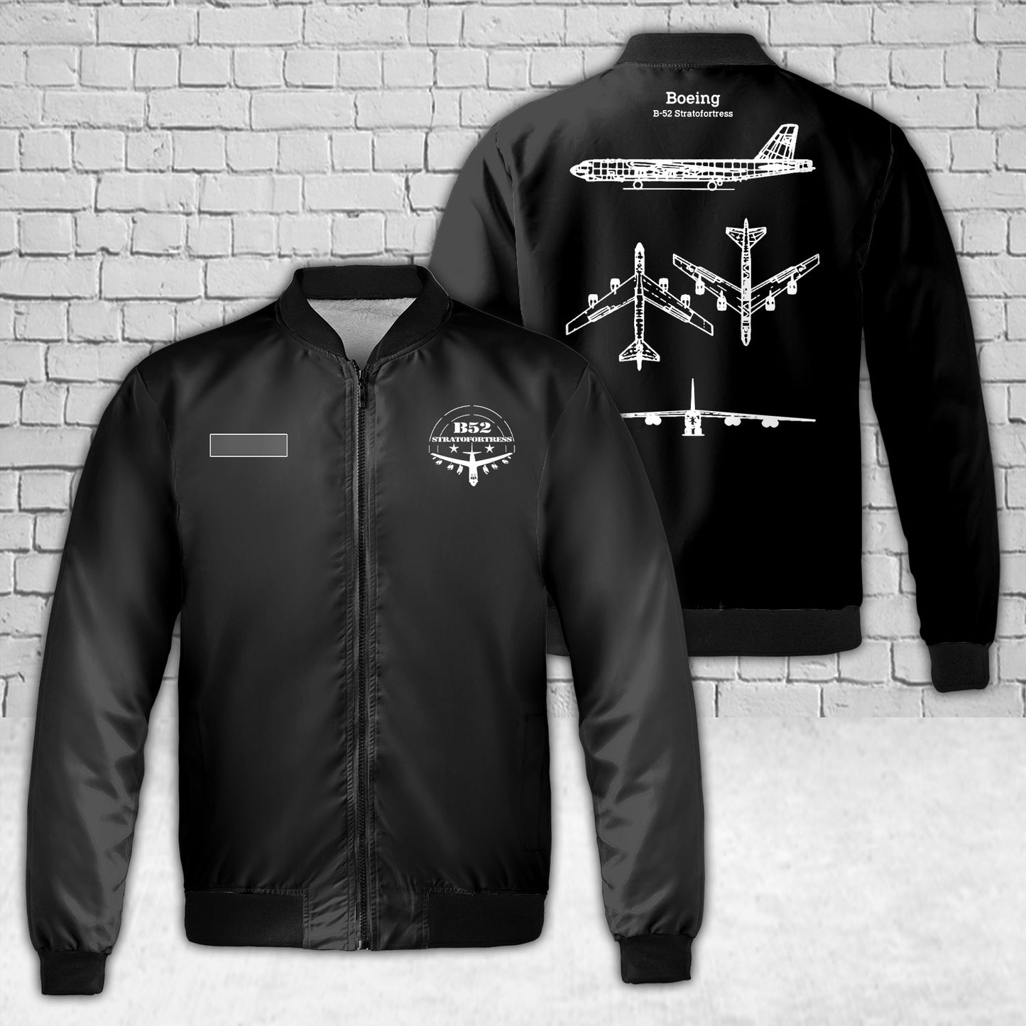Custom Name US Air Force Boeing B-52 Stratofortress AOP Fleece Bomber Jacket