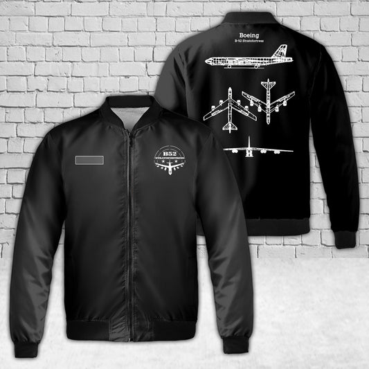 Custom Name US Air Force Boeing B-52 Stratofortress AOP Fleece Bomber Jacket