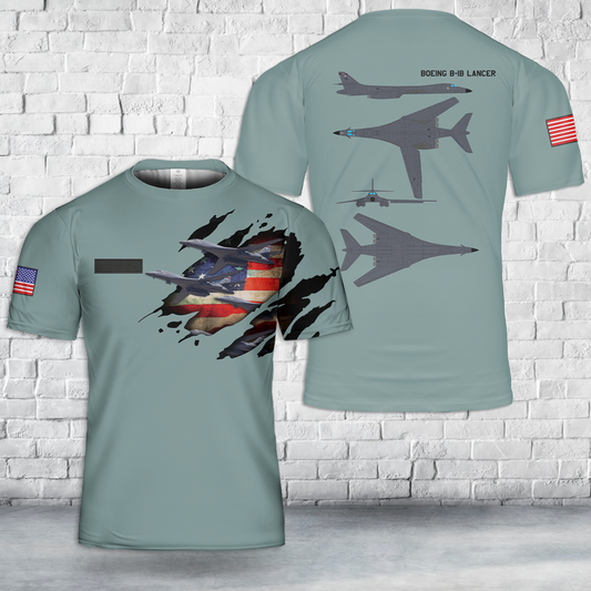 Custom Name US Air Force Boeing Rockwell B-1B Lancer T-Shirt 3D