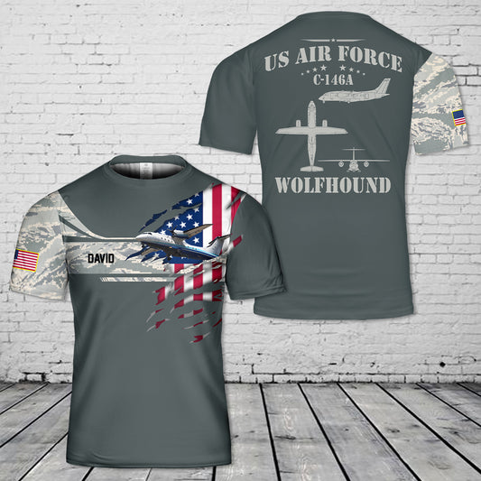 Custom Name US Air Force C-146A Wolfhound T-Shirt 3D