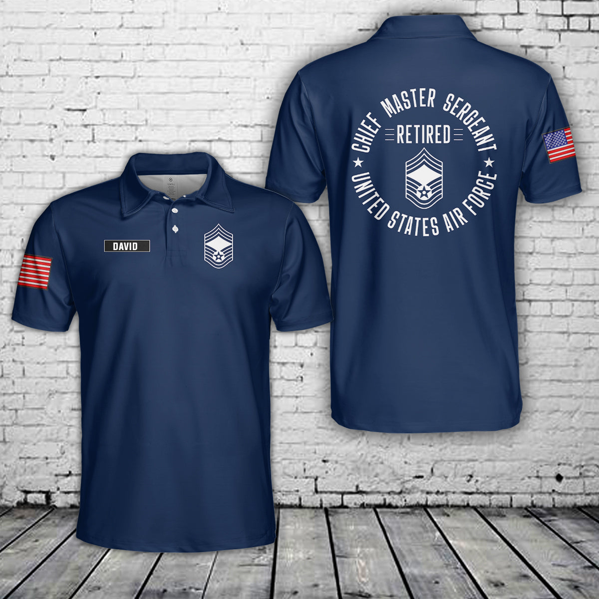 Custom Name US Air Force Chief Master Sergeant Retired Polo Shirt