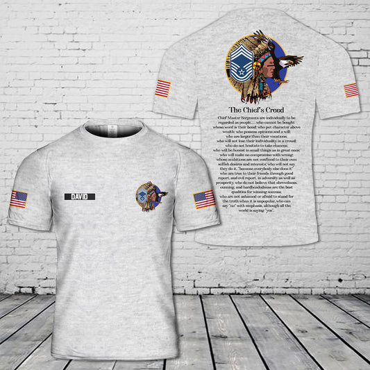 Custom Name US Air Force Chief's Creed Plaque 3D T-Shirt