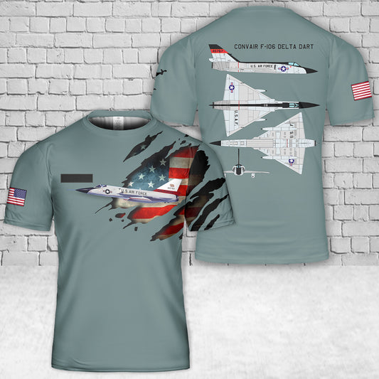 Custom Name US Air Force Convair F-106 Delta Dart T-Shirt 3D