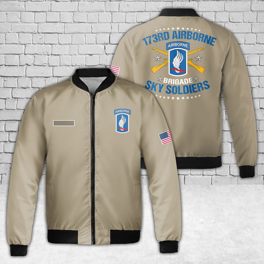 Custom Name US Army 173rd Airborne Brigade "Sky Soldiers" AOP Fleece Bomber Jacket