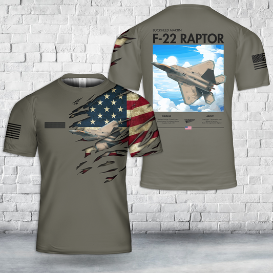 Custom Name US Air Force F-22 Raptor T-Shirt 3D