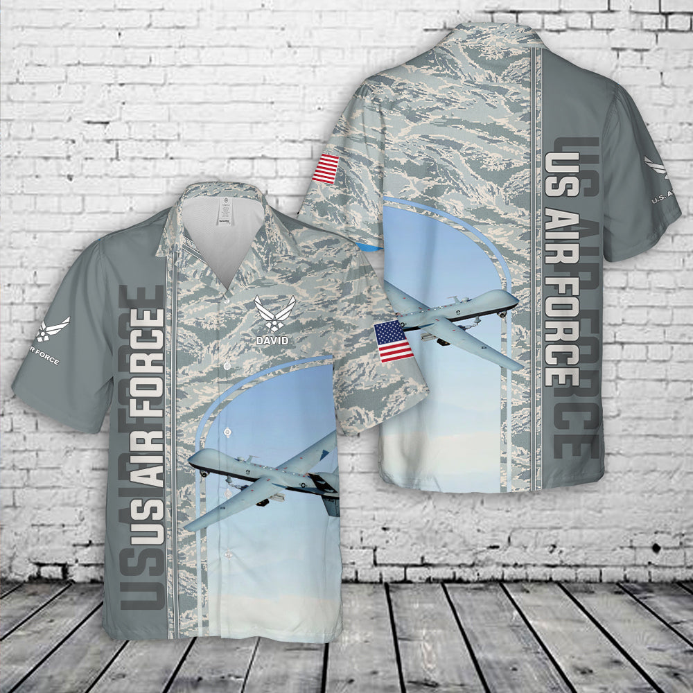 Custom Name US Air Force General Atomics MQ-9 Reaper Hawaiian Shirt
