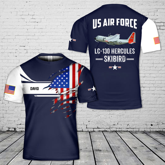 Custom Name US Air Force LC-130 Hercules Skibird 3D T-Shirt