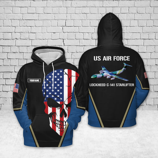 Custom Name US Air Force Lockheed C-141 Starlifter 3D Hoodie