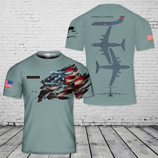 Custom Name US Air Force Lockheed C-141 Starlifter T-Shirt 3D