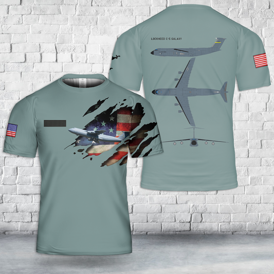 Custom Name US Air Force Lockheed C-5 Galaxy T-Shirt 3D