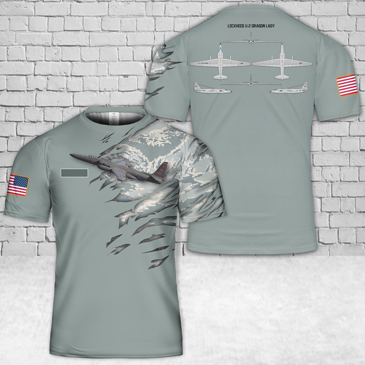 Custom Name US Air Force Lockheed U-2 "Dragon Lady" T-Shirt 3D