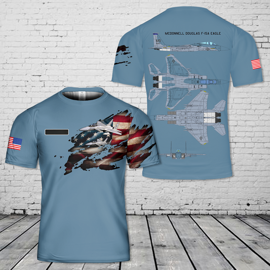 Custom Name US Air Force McDonnell Douglas F-15A Eagle T-Shirt 3D