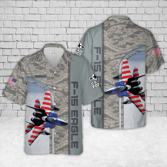 Custom Name US Air Force McDonnell Douglas F-15 Eagle Hawaiian Shirt