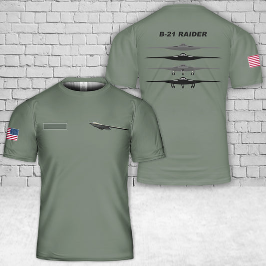 Custom Name US Air Force Northrop Grumman B-21 Raider T-Shirt 3D