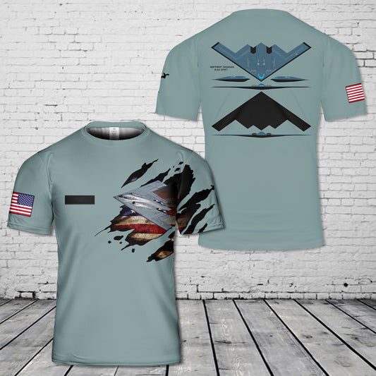 Custom Name US Air Force Northrop Grumman B-2A Spirit T-Shirt 3D